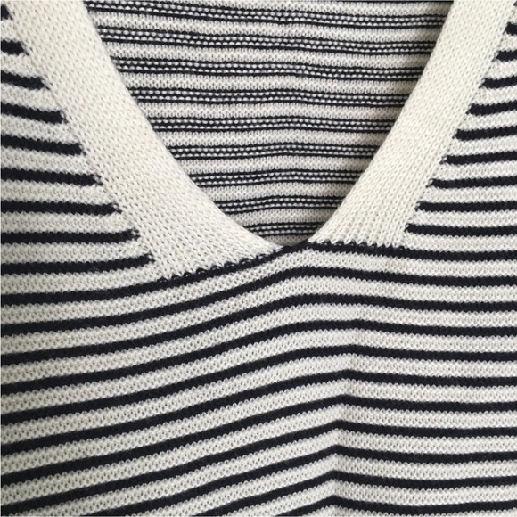 TALBOTS Womens XL Tunic Top Blue Pullover Waffle Knit Thermal Blue White Stripe - Picture 3 of 6